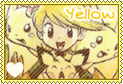 A yellow colored stamp of Yellow with Pika, ChuChu, and Pibu